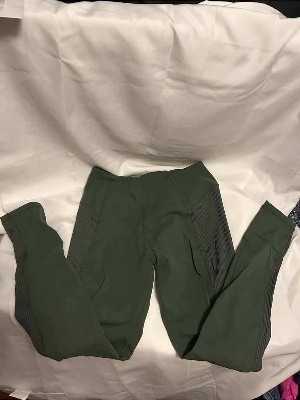 Glyder Olive Ribbed Side Performance Leggings
